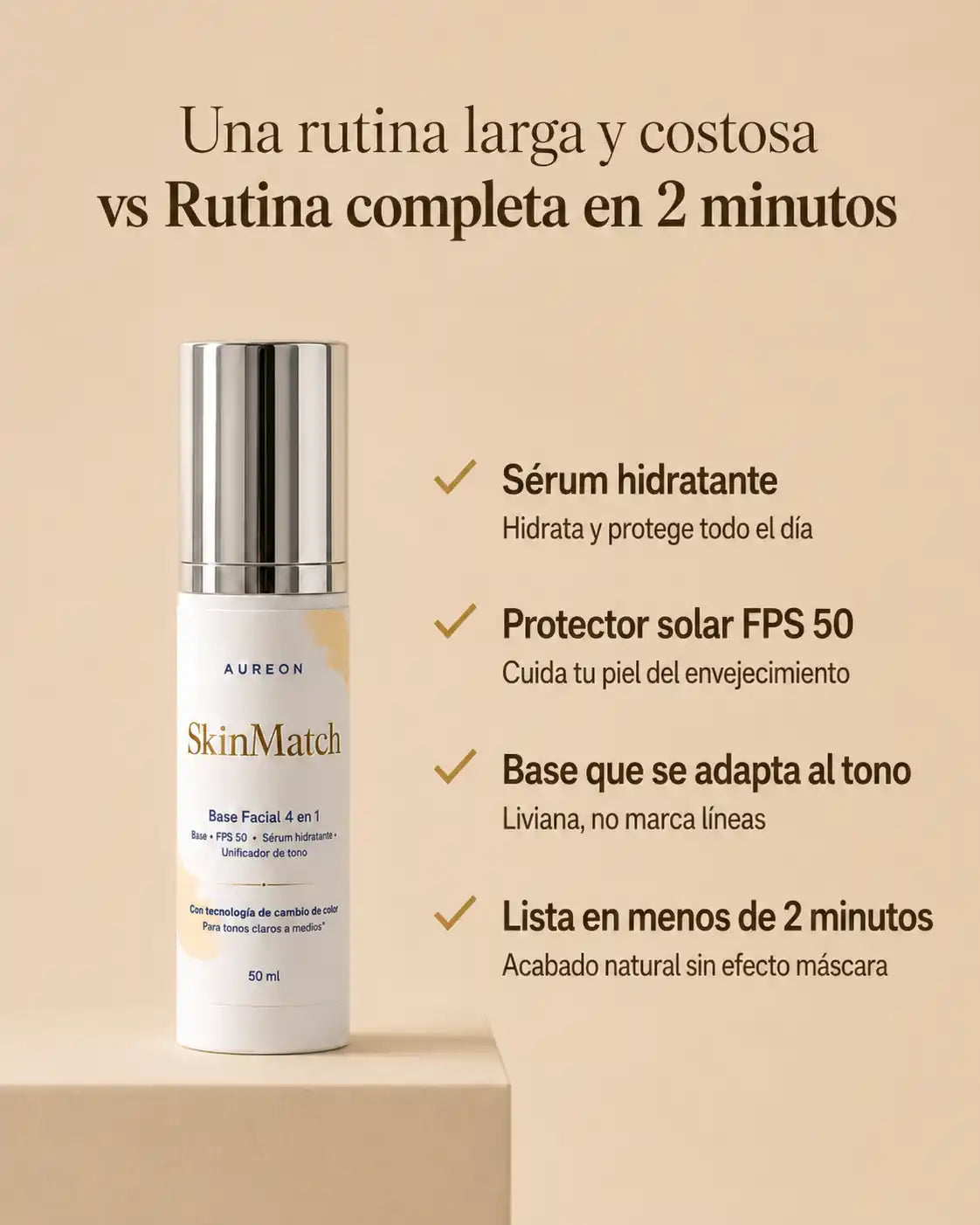 Skin Match | Base Liviana 4 en 1 que se Adapta a tu Tono