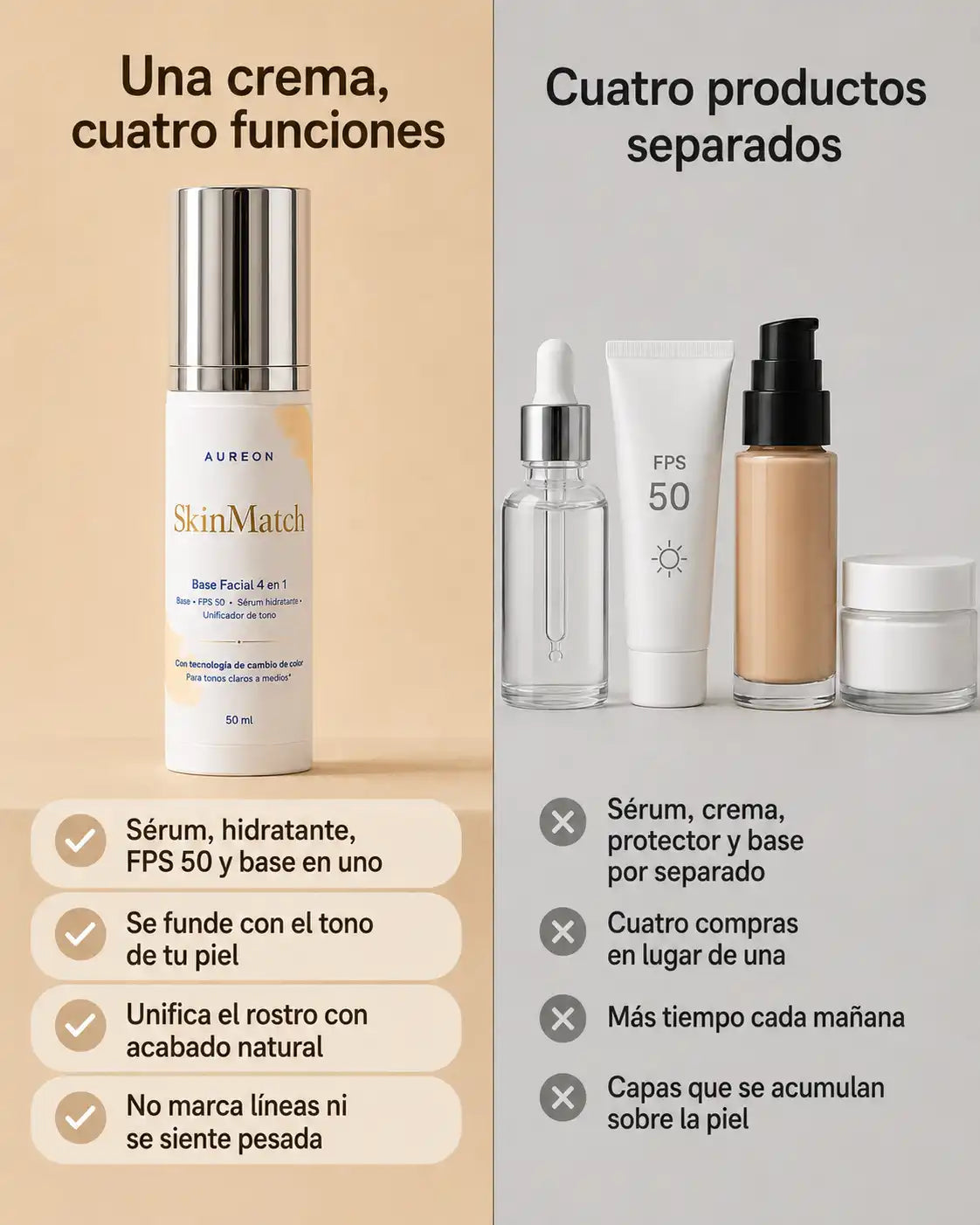 Skin Match | Base Liviana 4 en 1 que se Adapta a tu Tono